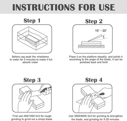 Knife Sharpening Stone Kit – 400/1000 3000/8000 Grit Wet Kitchen Whetstone Knife Sharpener Set with Non-slip Bamboo Rubber Base, Angle Guide, Flattening, Leather Strop and Cut Resistant Gloves