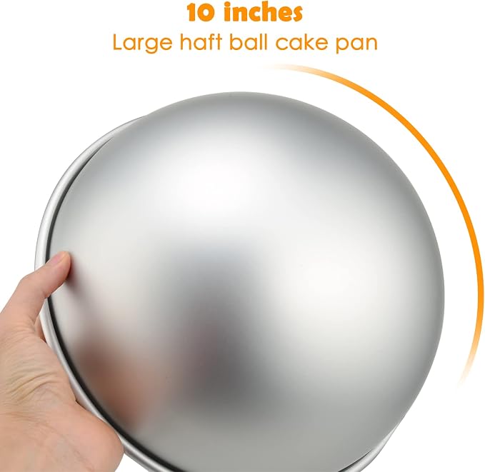 10 Inches Dome Cake Pan, Football Cake Pan, Hemisphere, DIY 3D Soccer Birthday Pan, Aluminum Cake Mold Nonstick Baking Tool (10 inch)