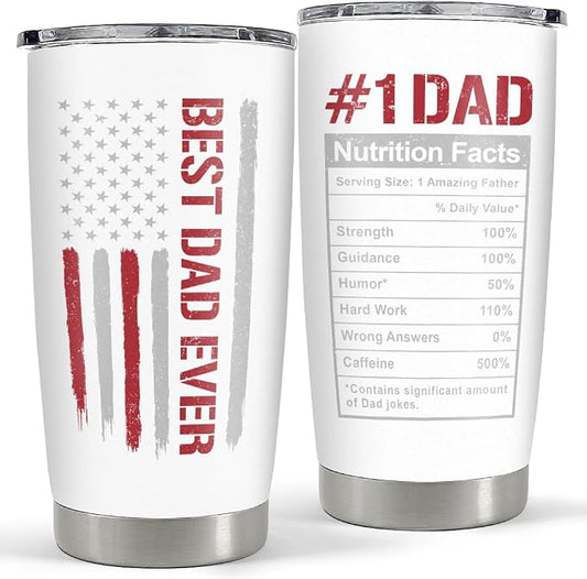 SANDJEST Best Dad Ever 20oz Insulated Tumbler with Lid for Father - Double-wall Insulated Stainless Steel Mug - Coffee Cup for Outdoor Travel Sport Office, Gift for Birthday Father’s Day
