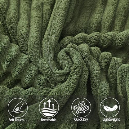 4 Piece Bath Towels, 30"x60" Microfiber Towels Set, Olive Green