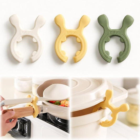 Silicone Pot Handle Spatula Rack, Spoon Rest for Stove Top, Clip-On Utensil Holder with Steam Releaser, Heat Resistant Silicone Spoon Holder for Cooking Utensils, Kitchen Gadgets(3 PCS)