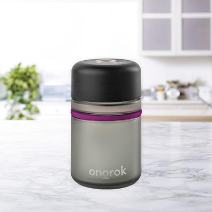 ONGROK Glass Storage Jar, 180ml, 3 Pack | UV Herb/Spice Jar with Child‑Resistant Lid, Color‑Coded Glass Containers to Preserve Smell and Aroma
