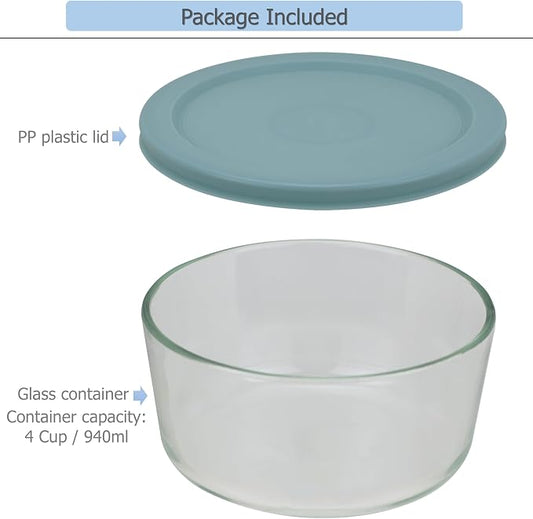 EIKS Glass Storage Container – Airtight Lid – Microwave, Freezer, Dishwasher Safe – Great for Grains, Cereal, Dessert, and Snacks (4 Cup)