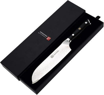 Qin Dynasty Series Santoku knife Pro Kitchen Knife 6.8 Inch Chef's knife High Carbon Damascus Steel Sharp paring knife with Ergonomic Handle