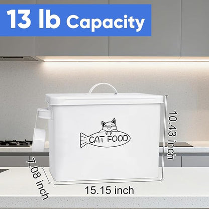Vumdua Large Dog and Cat Food Storage Container, Farmhouse Pet Food Storage Containers with Lid and Dry Food Scoop, Durable Airtight Cat Container 12-13 lbs Capacity, Great Gift for Pet Owners