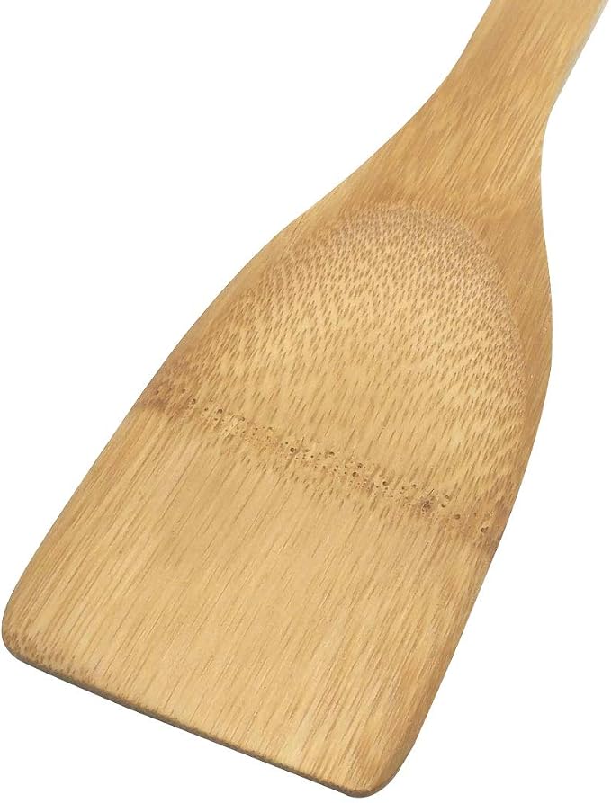 11.8-Inch Natural Wood Turners Bamboo Utensil Kitchen Wooden Cooking Tools Spoon Spatula Cooking, Stir Fry and Mixing, essential Tools (Straight line)