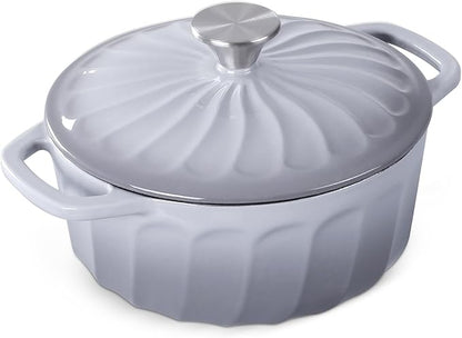 Enameled Cast Iron Dutch Oven Pot with Lid, 3 QT Dutch Oven for Bread Baking, Heavy Duty Cast Iron Pot for Braising, Cook, Bake, Oven Safe across All Cooktops (Gray,3 QT)