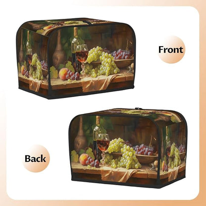 Red Wine Toaster Cover 2 Slice Wide Slot Washable Toaster Covers | Grapes Modern Dust and Fingerprint Protection Bread Maker Covers for Kitchen Accessories Decor Bakeware Women Gift