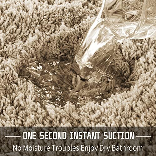 Yimobra Plush Thick and Soft Cut Pile Bathroom Mats, Super Shaggy Comfortable Quick Water Absorbing Non Slip Bath Rugs, Ultra Plush Thick with Machine Washable Bath Mat, 36"x 24", Pure Beige