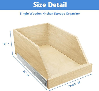LOVMOR Pull Out Cabinet Organizer High Drawer 19½” W x 21”D Hard Close Wood Slide Out Shelves Cabinet Storage and Organizer with Full Extension Rail Slides Pull Out Drawer for Kitchens Cabinet Pantry