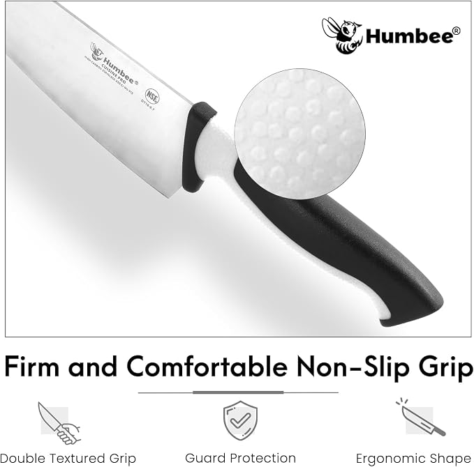 8-Inch Chef Knife, NSF Certified Razor-Sharp High Carbon Stainless Steel Blade – Ergonomic Color Coded Handle, Non-Slip Grip Kitchen Knife, DT-10 Series, White