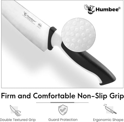8-Inch Chef Knife, NSF Certified Razor-Sharp High Carbon Stainless Steel Blade – Ergonomic Color Coded Handle, Non-Slip Grip Kitchen Knife, DT-10 Series, White