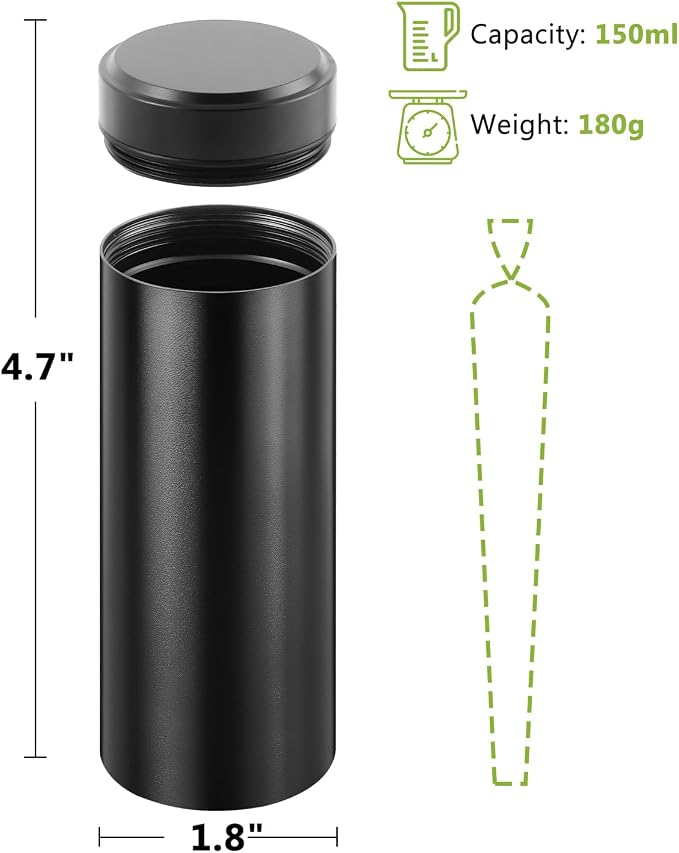 OZCHIN Aluminum Storage Jar Portable Airtight Smell Proof Container Bottle Multipurpose Storage Container for Spices, Coffee & Teas 196 ml