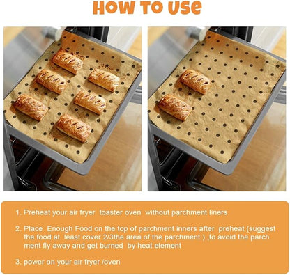 Air Fryer Disposable Parchment Paper Liners: 150pcs Airfryer Liners 9x11 Inch Perforated Rectangular Paper Sheets Basket Liner Accessories For Toaster Oven Xl Air Fryer