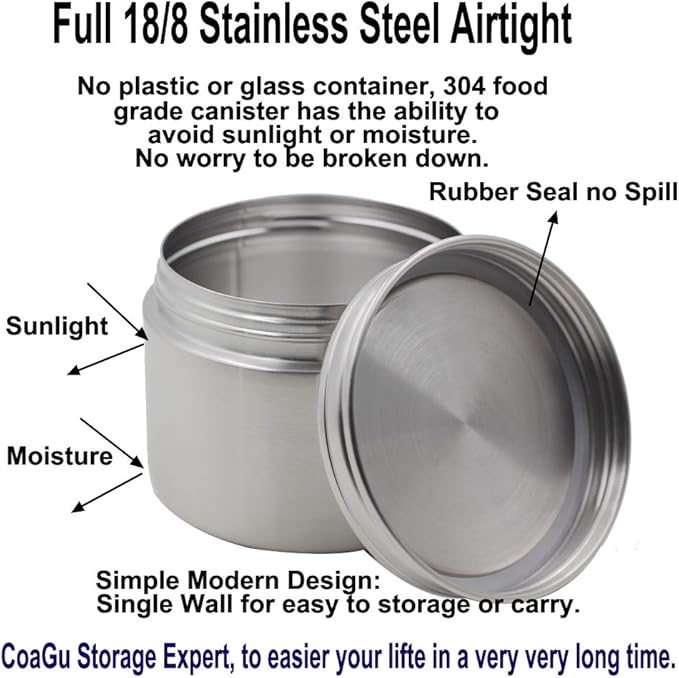 CoaGu 24oz Coffee Container: BPA-Free, Dishwasher Safe, Airtight 18/8 Stainless Steel Lunch Storage Solution