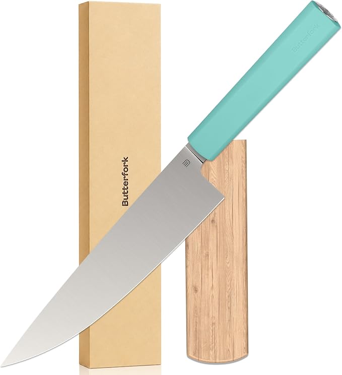 8 Inch Chef Knife, AR-RPM9 Steel & Ergonomic Handle Cooking Knife, Ultra Sharp Professional Kitchen Knife with Oak Sheath, Gift for Home Chefs