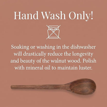 Salt & York 5-Piece Walnut Kitchen Utensil Set with Turner, Tongs, Slotted Spoon, Ladle and 12" Spoon, Farmhouse Style Kitchen & Cookware, Ideal for Entertaining, Wedding and Housewarming Gift