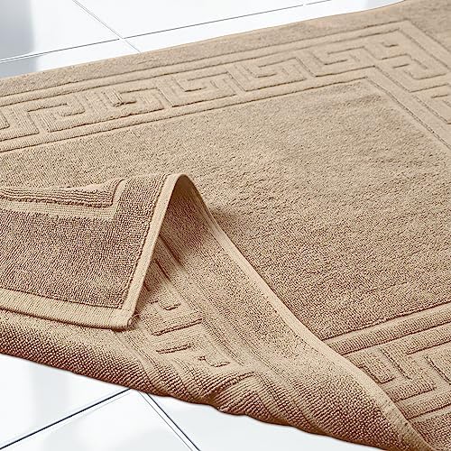 Superior Heavyweight Cotton Bath Mats, Bath Rugs For Bathroom Accessories, Washable Rug For Shower, Bath, Toilet, Modern Decor, No Backing, Luxury Hotel And Spa Quality, Set of 2, 22" x 35", Taupe