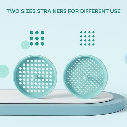 Pisol Wide Mouth Versatile Funnel, Canning Funnels for Kitchen Use, Food Grade Plastic Cooking Funnel Set with 4 Size Spouts and 2 Strainers for Filling Different Bottles and Bags, Teal