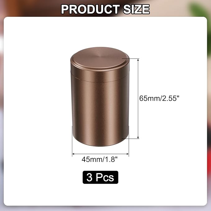 uxcell 3pcs Portable Storage Jar, Multipurpose Airtight Container Bottle Mini Smell Proof Metal Round Tins with Lid for Spices Coffee Tea Candy, Coffee