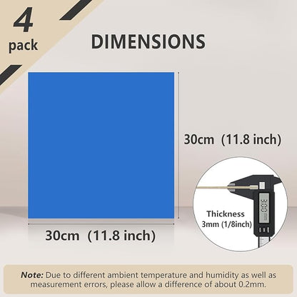 4 Pack Pre-Painted Colored Plywood Sheets,12x12x1/8 Inch (3mm) Basswood Board,Ideal for Laser Cutting, Engraving, DIY Crafts, Ornaments, Models Making (Blue)