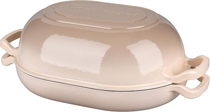 VORRINGARD Enameled Cast Iron Sourdough Bread Oven, Dutch Oven, Loaf Cast Iron Bread Pan for Homemade Bread Baking, Meatloaf Pan with Lid, 5QT, Latte