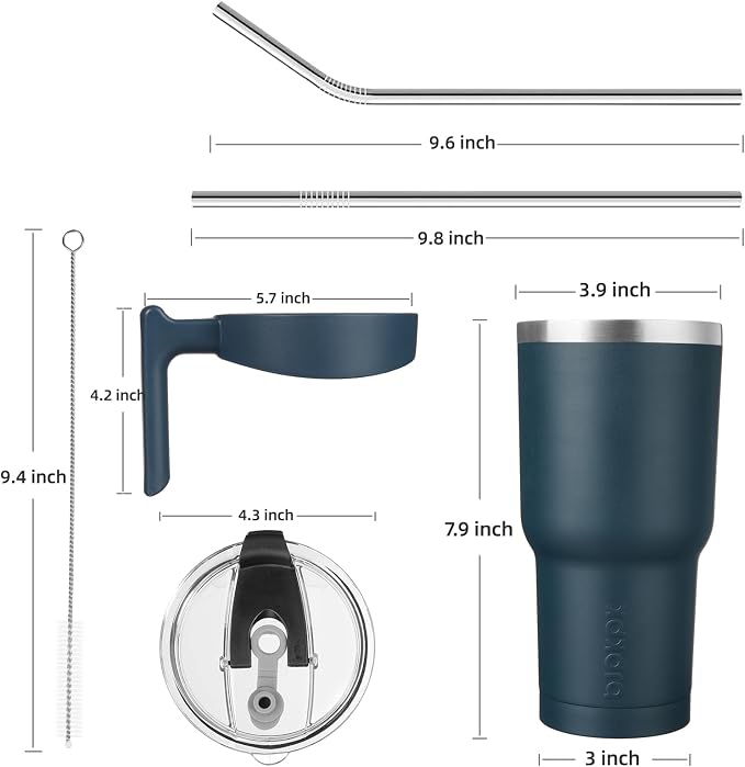 BJPKPK 30oz Stainless Steel Double Wall Insulated Tumbler With Handle And Straw Lid,Navy Blue