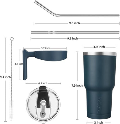 BJPKPK 30oz Stainless Steel Double Wall Insulated Tumbler With Handle And Straw Lid,Navy Blue
