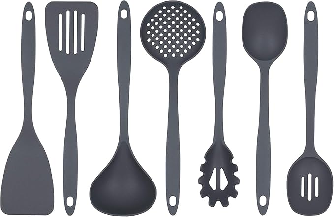 Glad Cooking Kitchen Utensils Set – 7 Pieces, Nylon Tools for Nonstick Cookware, Gray (Pack of 6)