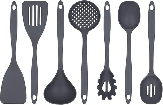 Glad Cooking Kitchen Utensils Set – 7 Pieces, Nylon Tools for Nonstick Cookware, Gray (Pack of 6)