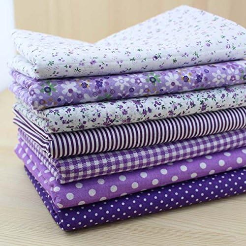 100% Cotton Patchwork Quilting Fabric - 7 Piece Lot (20"X20"), Breathable Fabric for Sewing, DIY Artcraft - Purple Pretty Floral Pattern, Material for Quilting