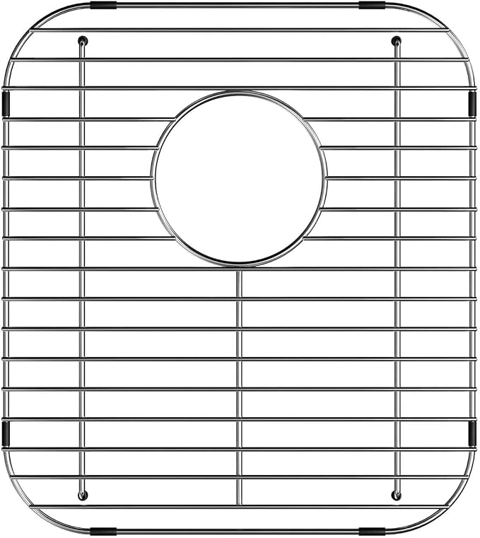 Sink Bottom Grid Kitchen Universal Sink Grate, 304 Stainless Steel Sink Rack Protector with Rear Drain 13.2" X 11.6"