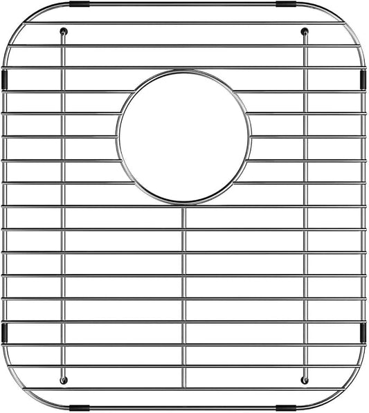Sink Bottom Grid Kitchen Universal Sink Grate, 304 Stainless Steel Sink Rack Protector with Rear Drain 13.2" X 11.6"