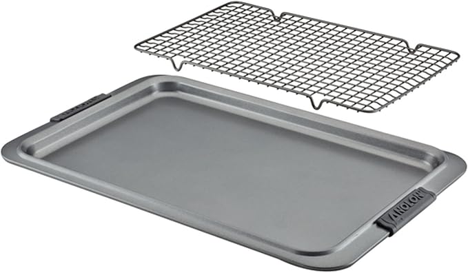 Anolon Advanced Nonstick Bakeware/Baking Sheet and Cooling Rack Set, 2 Piece, Gray