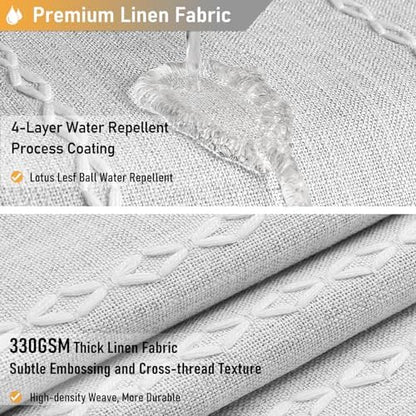 BTTN 48 x 72 Boho Linen Heavy Duty Cloth Shower Curtain Set, Grey/Gray