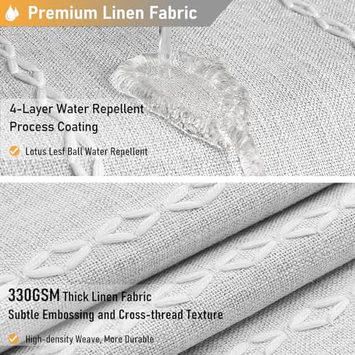 BTTN 72 x 80 Boho Linen Heavy Duty Cloth Shower Curtain Set, Grey/Gray