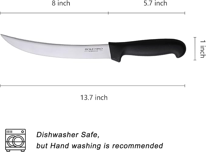 8 Inch Curved Breaking Butcher Knife With Ergonomic Handle, Good Sharpness For Meat Steak Cutting Slicing, High-Carbon Japanese Stainless Steel