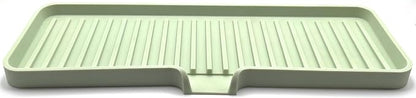 Silicone Soap Dish Tray and Sponge Holder with Drain Chute | Bathroom and Kitchen Sink Organizer Caddy (Pistachio, 12"x4", 7.4 Ounces)