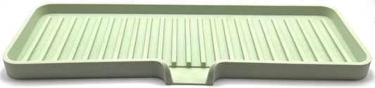 Silicone Soap Dish Tray and Sponge Holder with Drain Chute | Bathroom and Kitchen Sink Organizer Caddy (Pistachio, 12"x4", 7.4 Ounces)