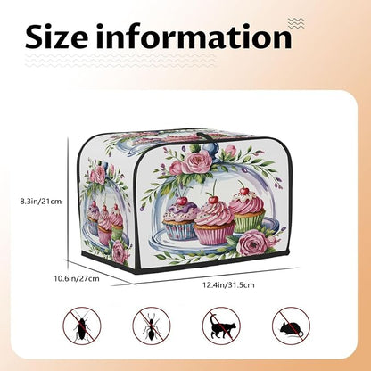 Toaster Cover 4 Slice Wide Slot Cake FlowerBread Toaster Oven Dustproof Cover Small Appliance Kitchen Covers Dust and Fingerprint Protection for Women Gift 4 Slice