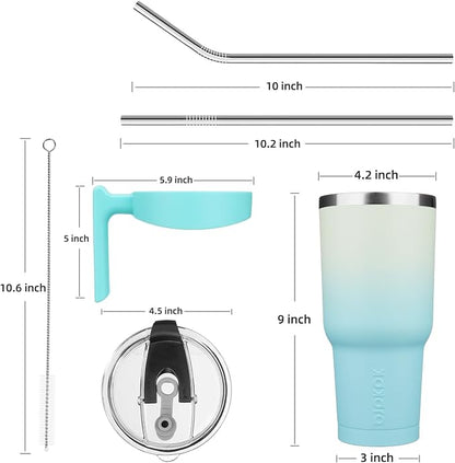 BJPKPK 40 oz Stainless Steel Insulated Tumbler Cups With Handle And Straw And Lid,Mint