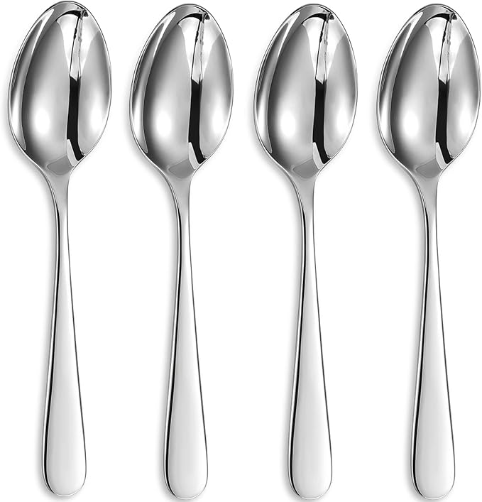 KEAWELL Premium Louise Spoons Set, Set of 4, 18/10 Stainless Steel, Exceptional mirror finish, Dishwasher Safe (7.6" Dinner Spoon)