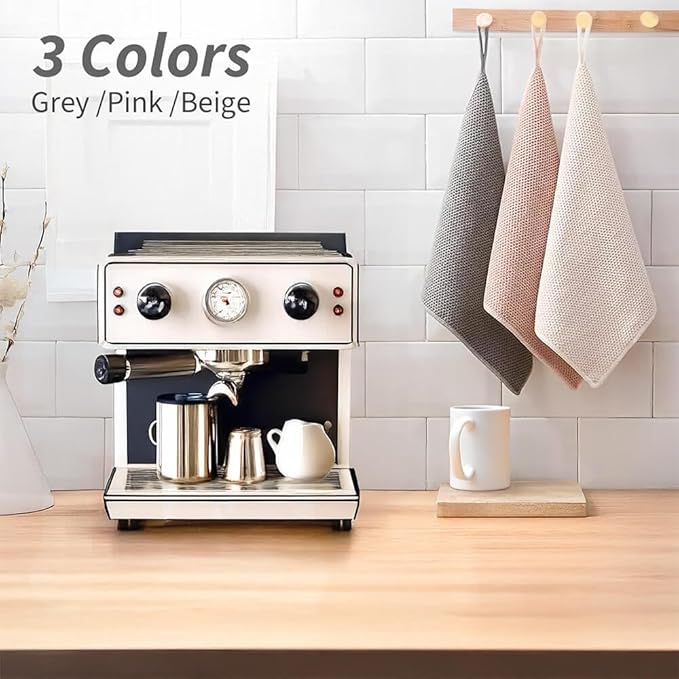 Barista Towel 6 Pack, Extra Thick Microfiber Coffee Cleaning Cloths, Espresso Machine Accessories for Coffee Bar, Steam Wand, Countertop, Milk Frother, 12”x12”
