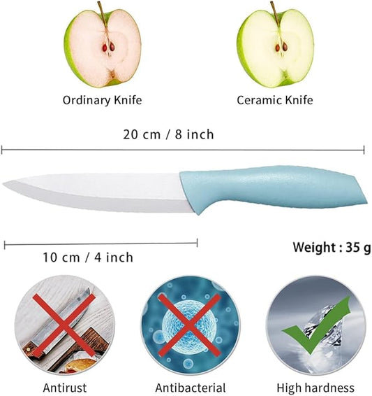 3 PCS Colorful Knivies Set, 4 Inch Ceramic knife 3 PCS Knives with Zirconia Blade and Sheath Covers,use for meat fruit vegetable and bread (green blue and pink)