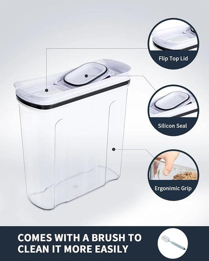 Cereal Containers Storage Set, Airtight Food Storage Container with Lid 4L/135.2oz,4PCS BPA-FREE Plastic Pantry Organization Canisters for Rice Cereal Flour Sugar Dry Food in Kitchen