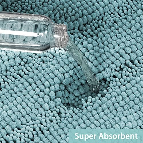 Turquoize Bathroom Runner Rug 20"x59", Soft Absorbent Chenille Bath Rug