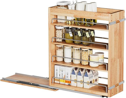 OCG 4-Tier Pull Out Kitchen Cabinet Spice Rack Holder Shelves (5" W x 22" D), spice organization for cabinet Storage Organization, pull out spice racks for inside cabinets