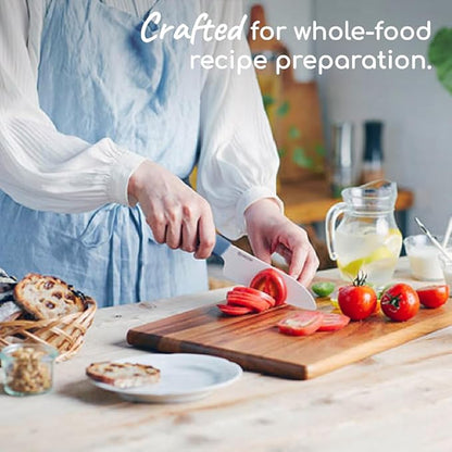 Kyocera Revolution 2-Piece Ceramic Knife Set: Chef Knife For Your Cooking Needs, 5.5" Santoku and 4.5" Utility Knife, White Blades with Blue Handles, White/Blue