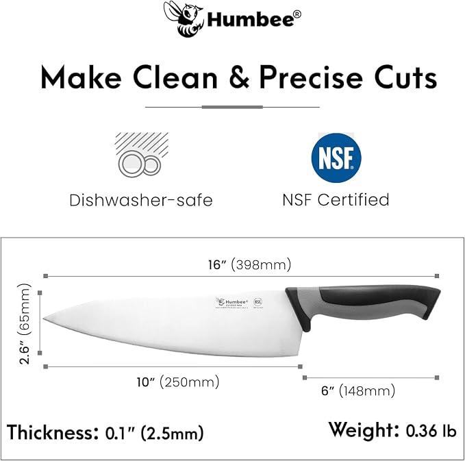 10-Inch Chef Knife, NSF Certified Razor-Sharp High Carbon Stainless Steel Blade – Ergonomic Color Coded Handle, Non-Slip Grip Kitchen Knife, DT-10 Series, Cool Grey