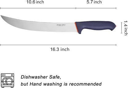 10.5 inch Curved Cimeter Knife W/Non-slip Softgrip,Professional Butcher Knife For Meat Cutting, X50CrMoV15 Stainless Steel, Ideal for Hunting, Kitchen & Home Use